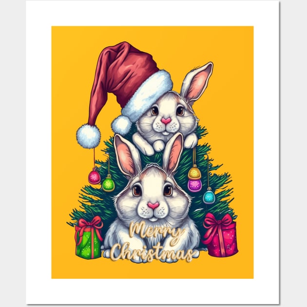 Merry Christmas Bunny Rabbit Squad Wall Art by RubyCollection